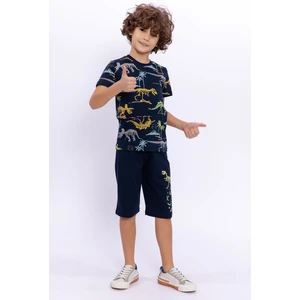 Dinosaur Lacivert Erkek Çocuk Bermuda Takım