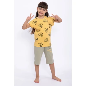 Minnie Mouse  Hardal Kız Çocuk Kapri Takım