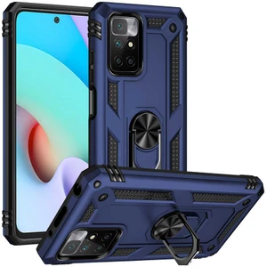 Xiaomi Redmi 10 Kılıf Yüzüklü Zırh Tank Vega Mavi