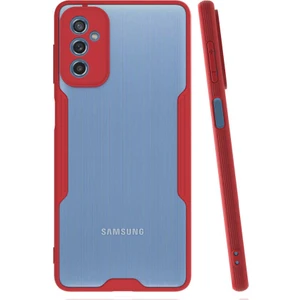 Samsung Galaxy M52 Kılıf Kenar Renkli Kamera Korumalı Mat Kapak Kırmızı