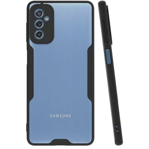 Samsung Galaxy M52 Kılıf Kenar Renkli Kamera Korumalı Mat Kapak Siyah