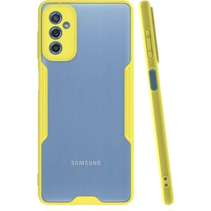 Samsung Galaxy M52 Kılıf Kenar Renkli Kamera Korumalı Mat Kapak Sarı