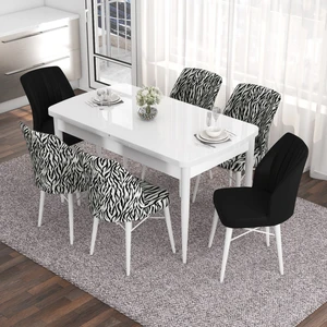 Concept Eva Serisi 80 x 132 cm  Açılabilir Mdf Mutfak Masa Takımı Beyaz Masa ve 6 Sandalye