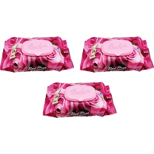 3 Paket Red Rose Islak Havlu Mendil 90 Adet Kapaklı Gül Kokulu