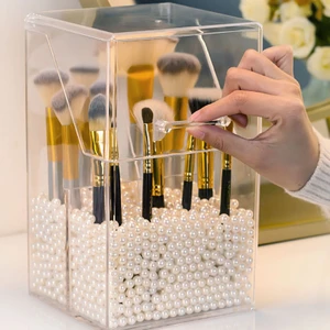 Kozmetik Fırça Saklama Kutusu Makyaj Organizatör Akrilik Fırça Tutucu Kireççeleri Ekran Tutucu Kapak Temizle Toz Geçirmez Plastik Kutu
