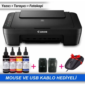 Pixma E414 Çok Fonksiyonlu Yazıcı + Mürekkep Dolum Seti + Mouse