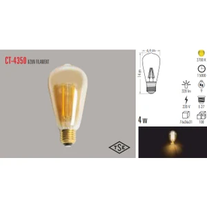 CT-4350 Uzun Flament LED Ampül 5li Paket