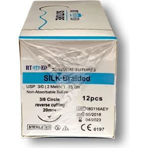 Ipek Iplik No3/0 Aşağı Keskin 3/8 20 Mm 75 Cm