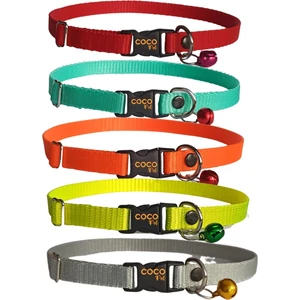 Coco Pet Kedi Boyun Tasması Zilli  5'li Set  20-37  cm Turuncu Turkuaz Sarı Gri Kırmızı