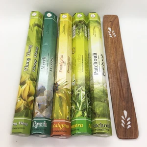 Tütsü 5 Çeşit Aloevera, Okaliptüs, Ylang, Paçuli, Mür 100 Adet Tütsü Çubuğu ve Tütsü Kayığı