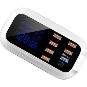 Çoklu USB 8 Port Şarj Doldurma Hızlı Şarj Adaptörü Typ-C Uyumlu