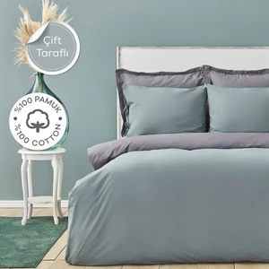 Karaca Home Basic Petrol Antrasit %100 Pamuk Çift Taraflı Çift Kişilik Nevresim Takımı