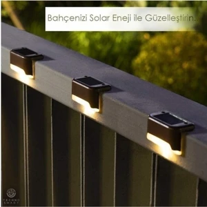 8li Solar Güneş Enerjili Köşebent Merdiven Veranda Bahçe LED Lamba 8 Lü Set
