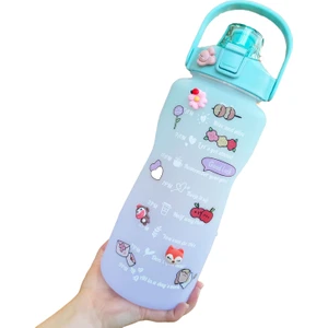 2000ml Gradyan Renkli Su Matarası - Yeşil (Yurt Dışından)