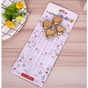 Bal10 Dünyası Gold Kalp Şekilli Mum 4'lü