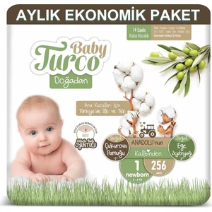 Baby Turco Bebek Bezi Aylık Paket 1 Numara 2-5 kg 256'lı