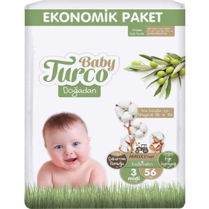 Baby Turco Hesaplı Midi 3 Beden Bebek Bezi 56'lı