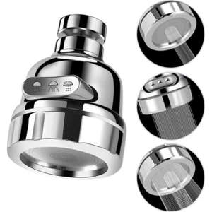 Kitchen Beauty Krom 3 Fonksiyonlu Mutfak Lavabo Başlığı 360 Derece Döner Musluk Ucu Tasarruflu