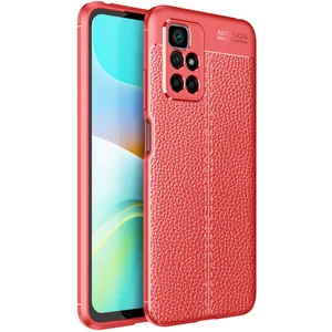Case 4U Xiaomi Redmi Note 11 4G Kılıf Rugan Armor Deri Görünümlü Yüksek Kalite Silikon Niss Kırmızı