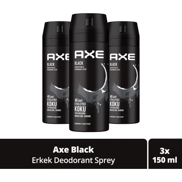 Axe Erkek Deodorant & Bodyspray Black 48 Saat Etkileyici Koku 150 Ml