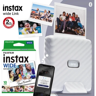 Instax Wide Link Beyaz Akıllı Telefon Yazıcısı + 10'lu