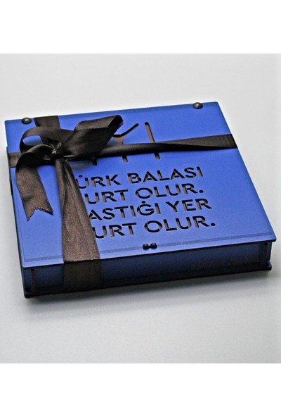 Çikolata Marketi Türk Balası Kurt Olur Bastığı Yer Yurt Olur Yazılı Kayı Boyu Bayraklı Ahşap Kutulu Hediyelik Çikolata