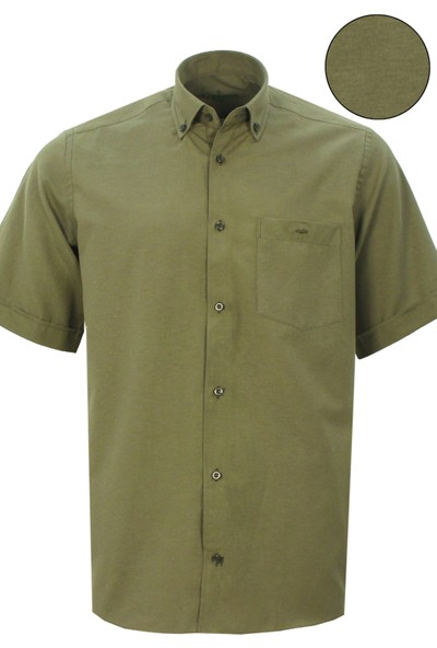 Varetta Erkek Yeşil Kısa Kollu Klasik Kesim Yaka Düğmeli Oxfort Gömlek