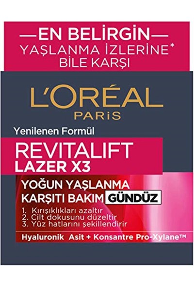 FIRST TIME L'oréal Paris Revitalift Lazer X3 Yoğun Yaşlanma Karşıtı Gündüz Bakım Kremi, 50 ml Kategori