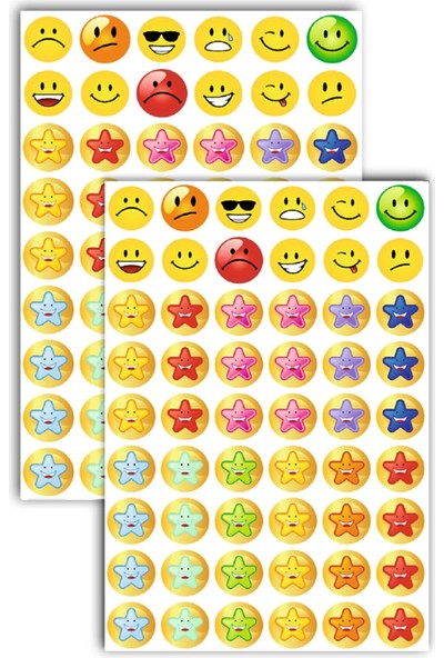 BaskıLife Emoji Ödev Etiket Sticker Emoji Öğretmen Etiketleri 210 Adet