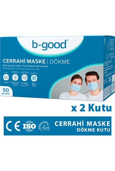 B-good Cerrahi Maske Filtreli 3 Katlı Telli 100 Adet