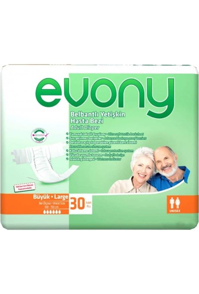 Evony Bel Bantlı Yetişkin Hasta Bezi Large 30'Lu 8 Paket 240 Adet