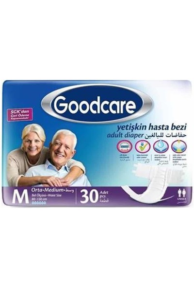 Good Care Goodcare Bel Bantlı Yetişkin Hasta Bezi Medium 30'lu 2 Paket 60 Adet
