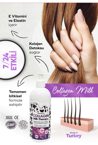 Organische Collagen Milk Therapy Kolejen Saç Sütü 400 Ml. 3 Adet