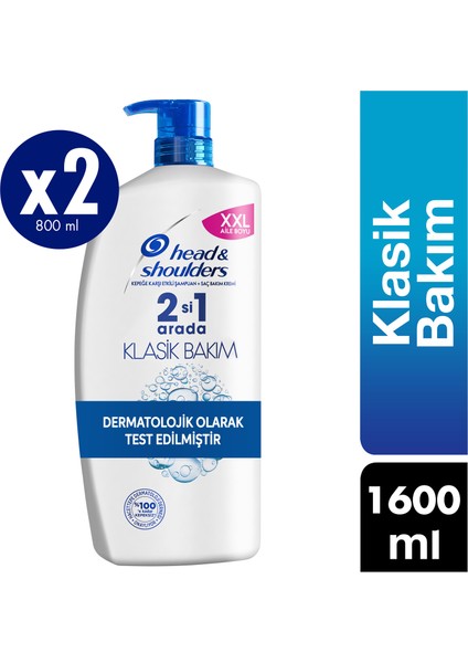 Head & Shoulders 2'si 1 Arada Şampuan Klasik Bakım 2X800 ml