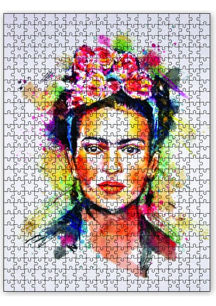 Frida Kahlo Çiçek Taçlı 120 Parça Puzzle Yapboz Mdf (Ahşap)
