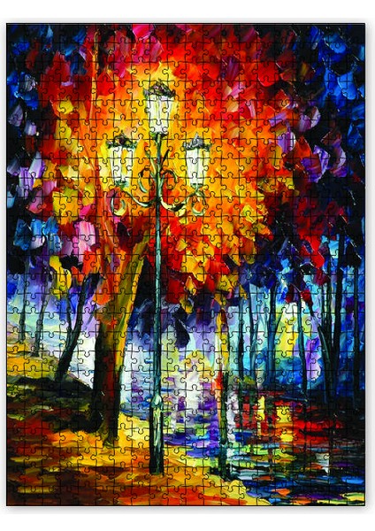 Akşam Yol Ağaçlar Yağlı Boya 120 Parça Puzzle Yapboz Mdf (Ahşap)