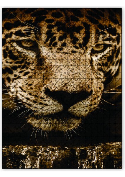 Leopar Su Içerken 120 Parça Puzzle Yapboz Mdf (Ahşap)