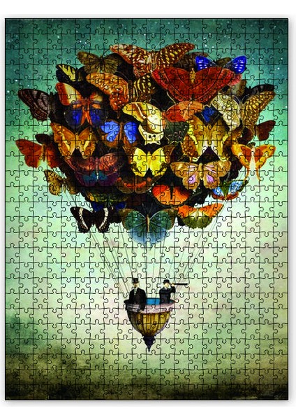 Kelebekli Uçan Balon 120 Parça Puzzle Yapboz Mdf (Ahşap)