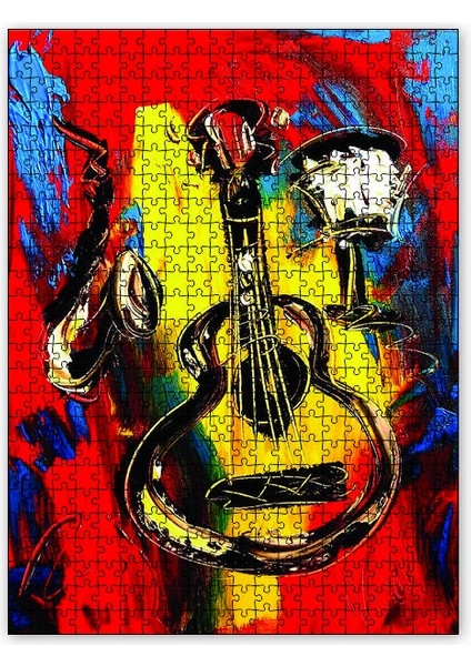 Müzik Aletleri Boyama 500 Parça Puzzle Yapboz Mdf (Ahşap)