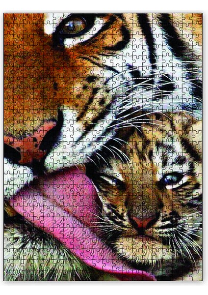 Laplan ve Yavrusu 120 Parça Puzzle Yapboz Mdf (Ahşap)