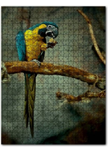 Daldaki Sarı Mavi Macaw Papağanı 120 Parça Puzzle Yapboz Mdf (Ahşap)