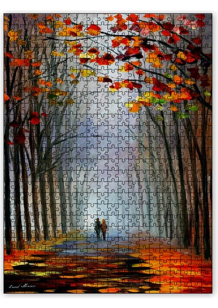 Ağaçlı Yolda Çift Yağlıboya 120 Parça Puzzle Yapboz Mdf (Ahşap)