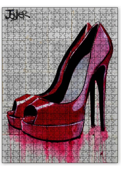 Kırmızı Yüksek Topuklar Görseli 120 Parça Puzzle Yapboz Mdf (Ahşap)