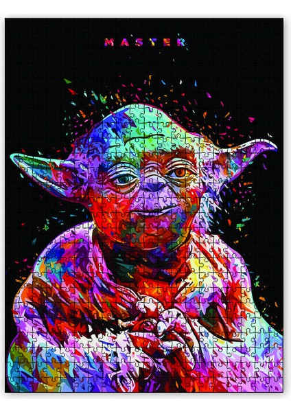 Siyah Zeminde Star Wars Yoda 500 Parça Puzzle Yapboz Mdf (Ahşap)