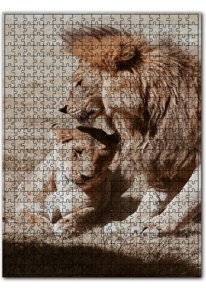 Romantik Aslan Çift 1000 Parça Puzzle Yapboz Mdf (Ahşap)