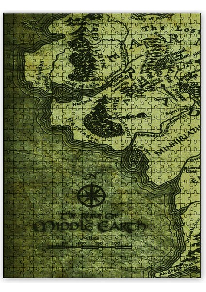 Yüzüklerin Efendisi Harita 120 Parça Puzzle Yapboz Mdf (Ahşap)