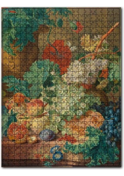Meyveler ve Kasımpatı Çiçekleri Yağlıboya 120 Parça Puzzle Yapboz Mdf (Ahşap)