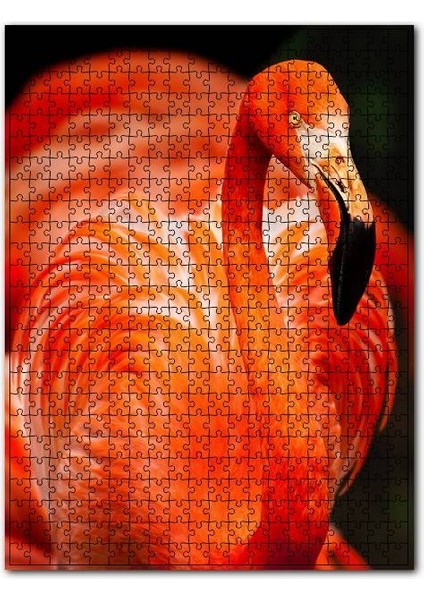 Zarif Flamingo Siyah Arkaplan 120 Parça Puzzle Yapboz Mdf (Ahşap)