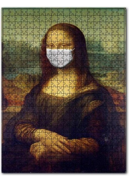 Maskeli Mona Lisa 120 Parça Puzzle Yapboz Mdf (Ahşap)