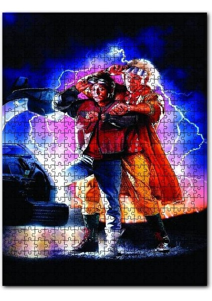 Back To The Future Profesör ve Marty Görseli 120 Parça Puzzle Yapboz Mdf (Ahşap)